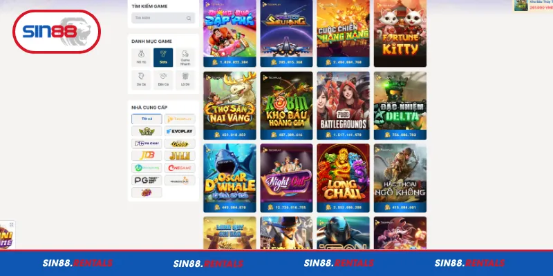 Các chủ đề đặc sắc trên nền tảng Slot Sin88