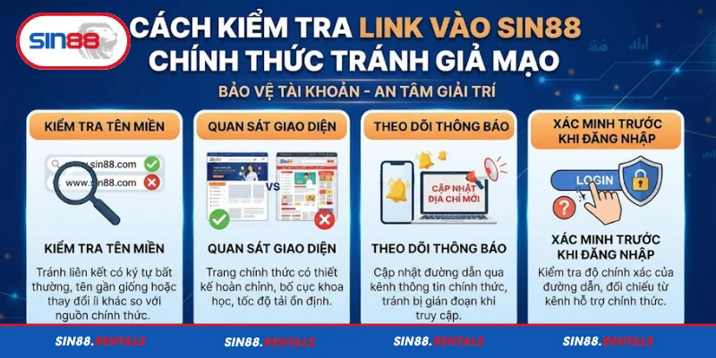 Cách kiểm tra link vào Sin88 chính thức tránh giả mạo