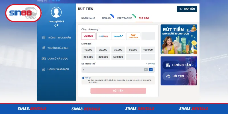 Đổi tiền sang thẻ cào