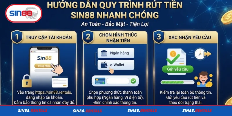 Hướng dẫn quy trình rút tiền Sin88 nhanh không chi tiết