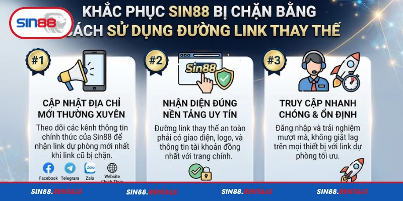 Khắc phục Sin88 bị chặn bằng cách sử dụng đường link thay thế