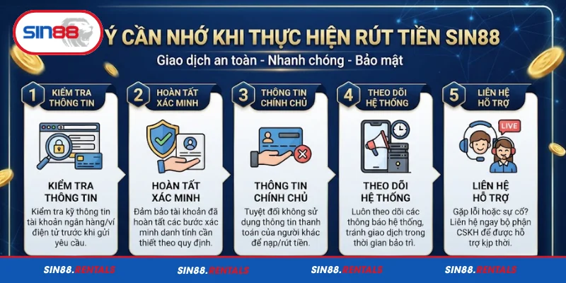 Lưu ý cần nhớ khi thực hiện rút tiền Sin88