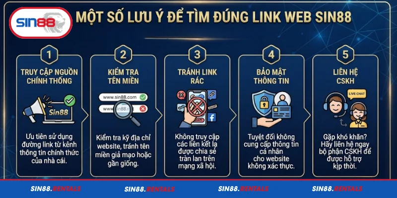 Một số lưu ý để tìm đúng link web Sin88