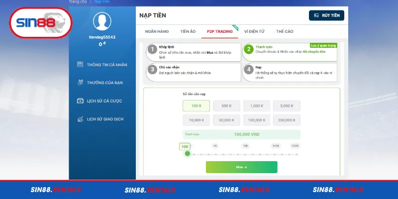 Nạp vốn thông qua giao dịch P2P