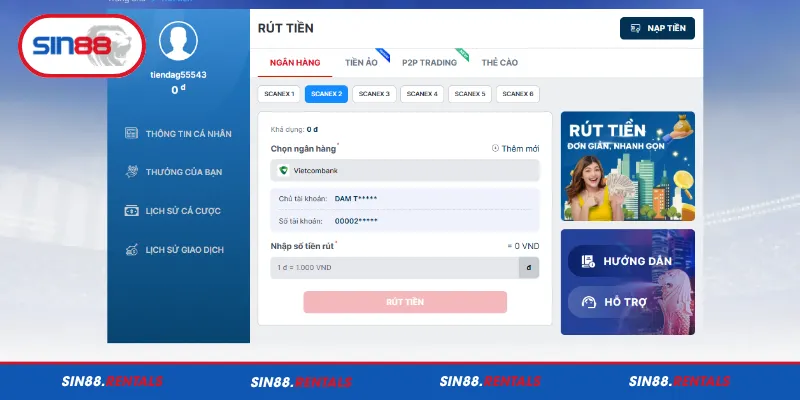 Rút thưởng qua ngân hàng
